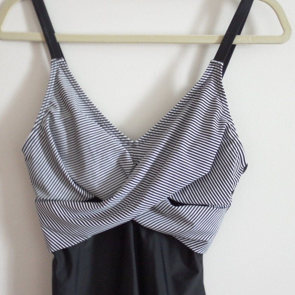 NWOT Black/White Striped Top Bathing Suit/Body Suit M